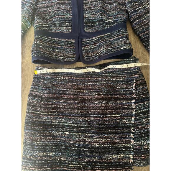 DVF Tweed Jacket & Skirt Set Blue Metallic Women’s Suit Size 2/0 Elegant Chic - Picture 13 of 16